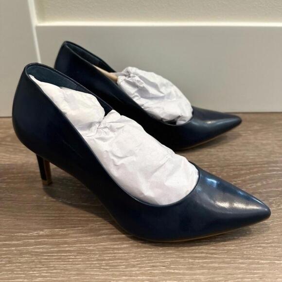 Alfani Step 'N Flex Jeules Leather Pump Heels NAVY BLUE Size